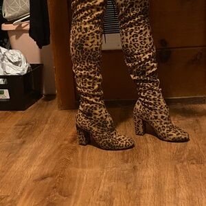 Leopard Print Knee-High Boots